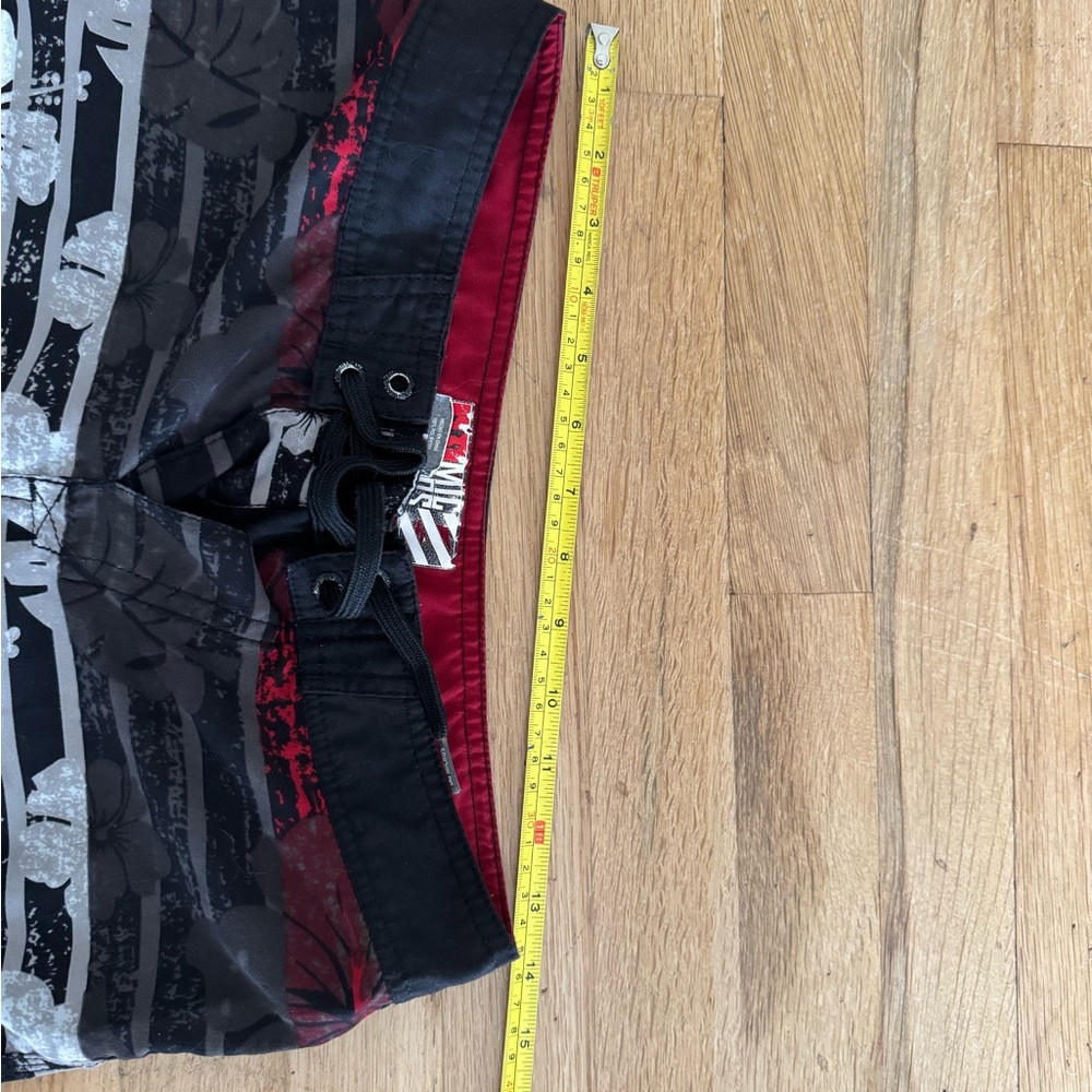 Micros Red and Black Logo Swim Trunks